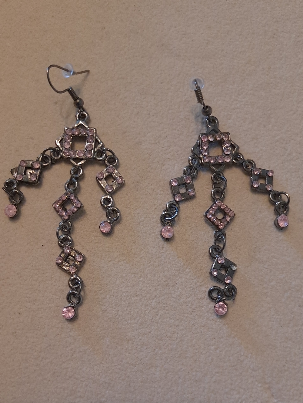 Sparkling Pink Crystal Dangle Earrings